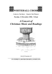 View concert programme - Whitehall Choir