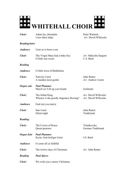 View concert programme - Whitehall Choir