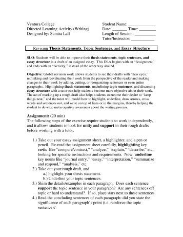 thesis statements and topic sentences thesis statements and topic sentences