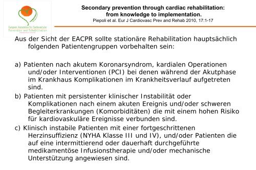 Wie einheitlich ist Rehabilitation in - Klinik Roderbirken