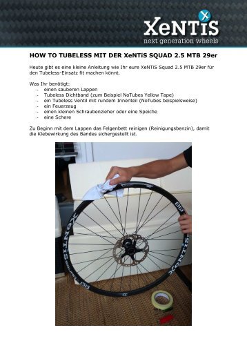 How to tubeless Anleitung - Xentis