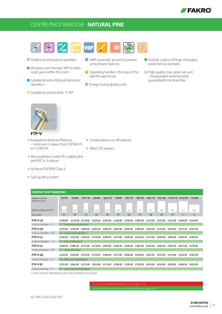 Product selector and price list - Fakro