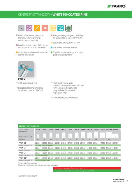 Product selector and price list - Fakro