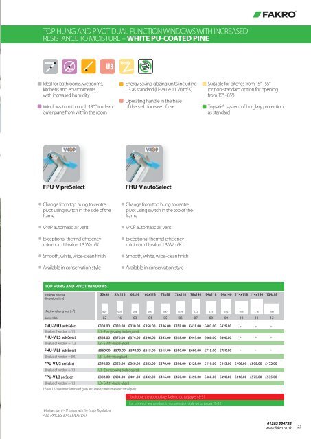 Product selector and price list - Fakro