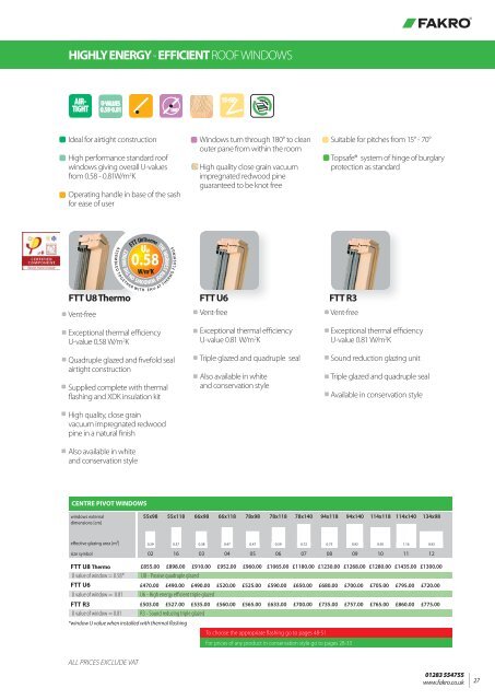 Product selector and price list - Fakro