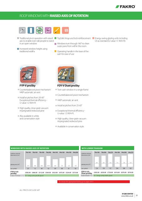 Product selector and price list - Fakro