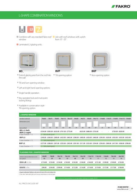 Product selector and price list - Fakro