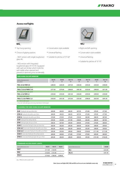 Product selector and price list - Fakro