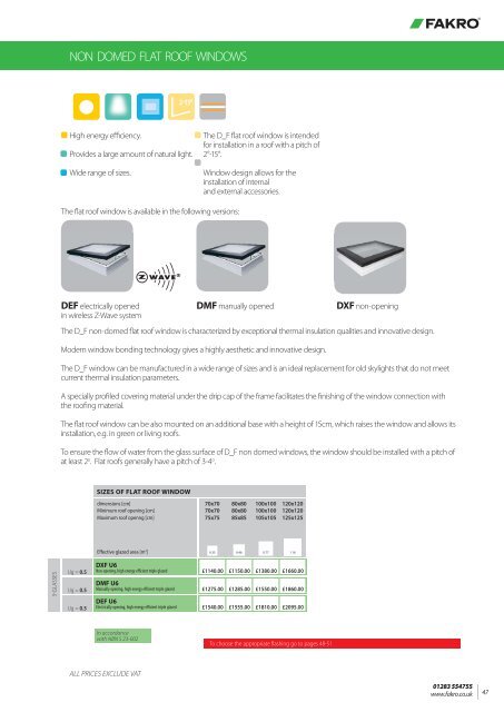 Product selector and price list - Fakro