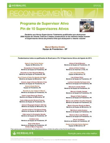 Programa de Supervisor Ativo Pin de 10 ... - My Herbalife