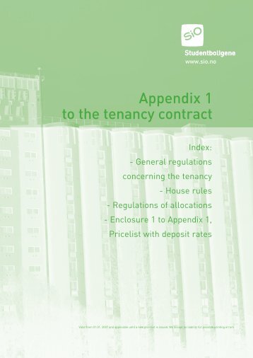 Appendix 1 to the tenancy contract - SiO