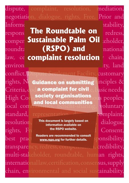 (RSPO) and complaint resolution - Forest Peoples Programme