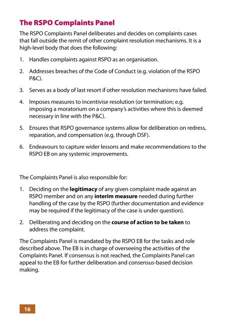 (RSPO) and complaint resolution - Forest Peoples Programme
