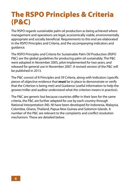 (RSPO) and complaint resolution - Forest Peoples Programme