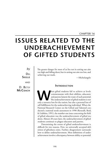 issues related to the underachievement of gifted students