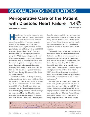 Perioperative Care of the Patient with Diastolic Heart Failure ... - AORN