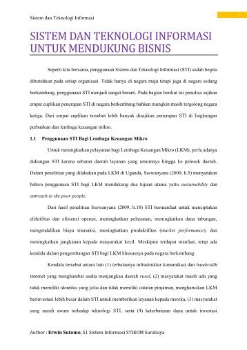 sistem dan teknologi informasi untuk mendukung bisnis