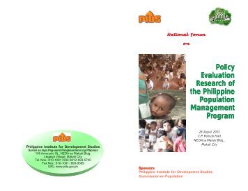 POPCOM_program_national forum.pmd - Philippine Institute for ...