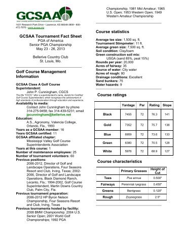 GCSAA Tournament Fact Sheet Golf Course ... - PGA TOUR Media