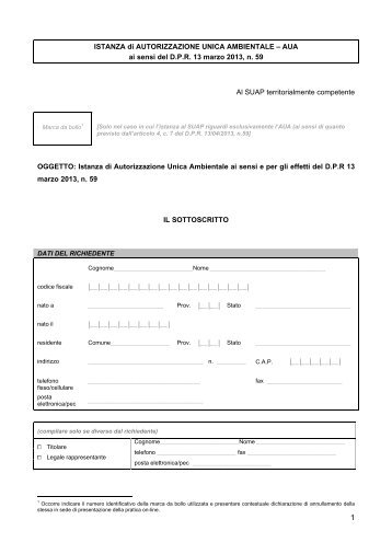 Modulo istanza AUA - Provincia di Ravenna