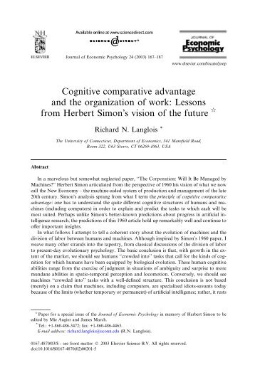 Cognitive comparative advantage and the organization of work ...