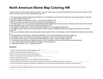 North American Biome Map Coloring HW - Cobb Learning