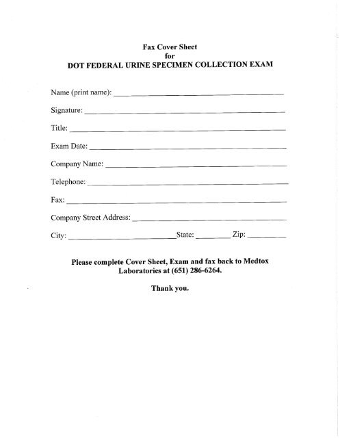 DOT FEDERAL URINE SPECIMEN COLLECTION EXAM - Medtox