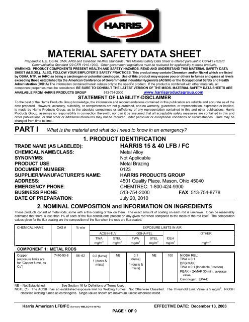 MSDS - The Harris Products Group