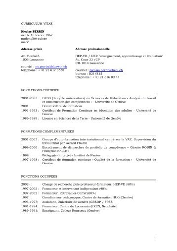 cv scientifique - nicolas perrin _v1106_ - Université de Genève