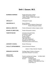 Seth I. Gasser, M.D. - Florida Orthopaedic Institute