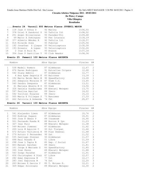 Resultados - Atletismo en México