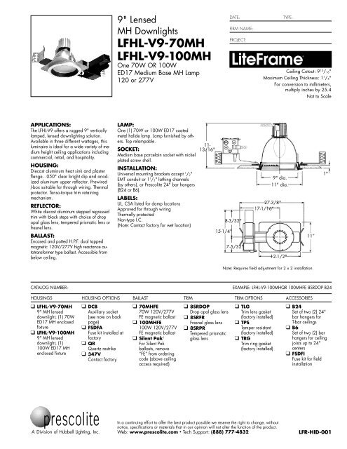 LFHL-V9-70MH LFHL-V9-100MH - Prescolite