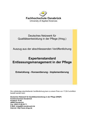 Expertenstandard Entlassungsmanagement in der Pflege