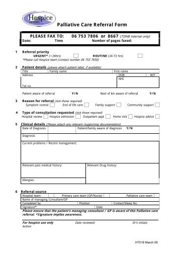 Palliative Care Referral Form