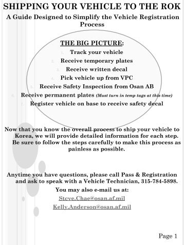 A Guide Designed to Simplify the Vehicle Registration - Osan Air Base