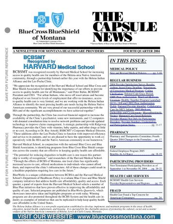 BCBS 4rd Qtr 04 - Blue Cross and Blue Shield of Montana