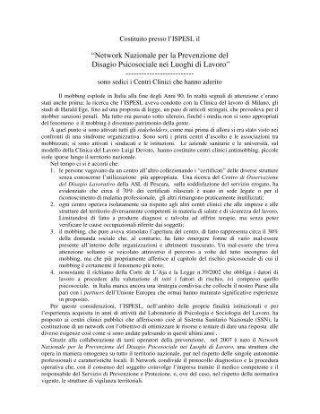 “Network Nazionale per la Prevenzione del Disagio Psicosociale nei ...