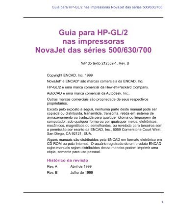 Guia para HP-GL/2 nas impressoras NovaJet das sÃƒÂ©ries 500/630/700