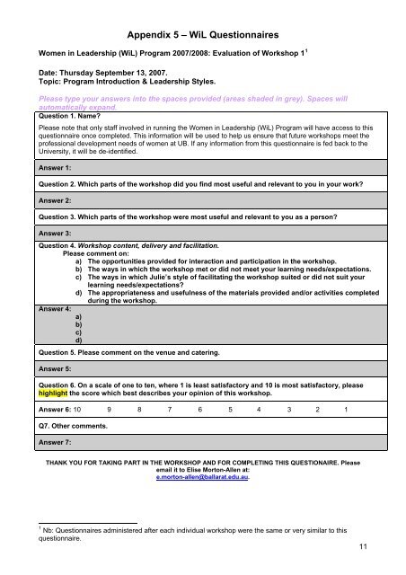 UB's Women in Leadership Pilot Program, 2007/2008 Evaluation ...