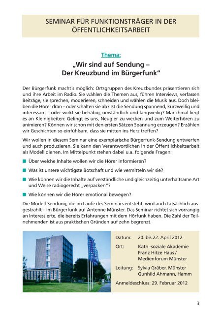 Seminare und Tagungen für Mitglieder - Kreuzbund