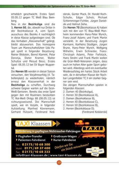 Heft 1/2012 - TC Grün-Weiß Langenfeld eV