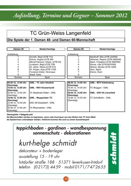 Heft 1/2012 - TC Grün-Weiß Langenfeld eV