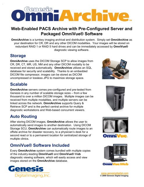 OmniArchive â Datasheets 2 pages - Genesis Digital Imaging