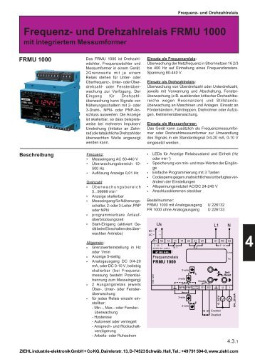 Frequenz- und Drehzahlrelais FRMU 1000 - drive-electric.hu