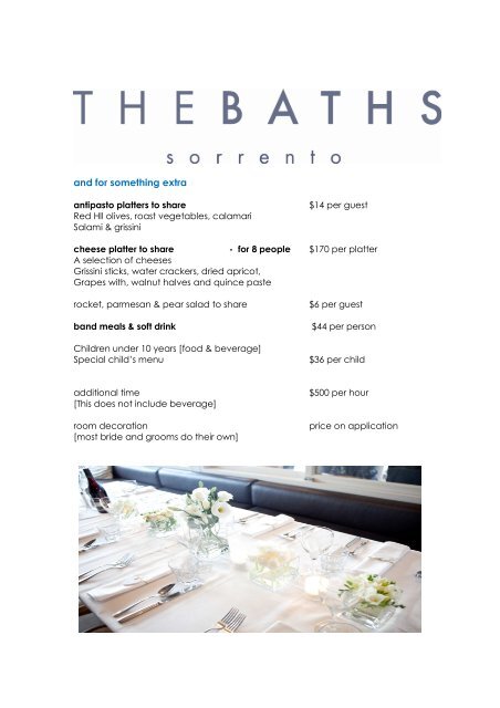 Mid Year Wedding Package 2013-2014 - The Baths Sorrento