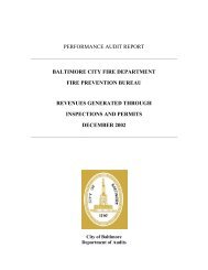 PERFORMANCE AUDIT REPORT - Baltimore City Office of the ...