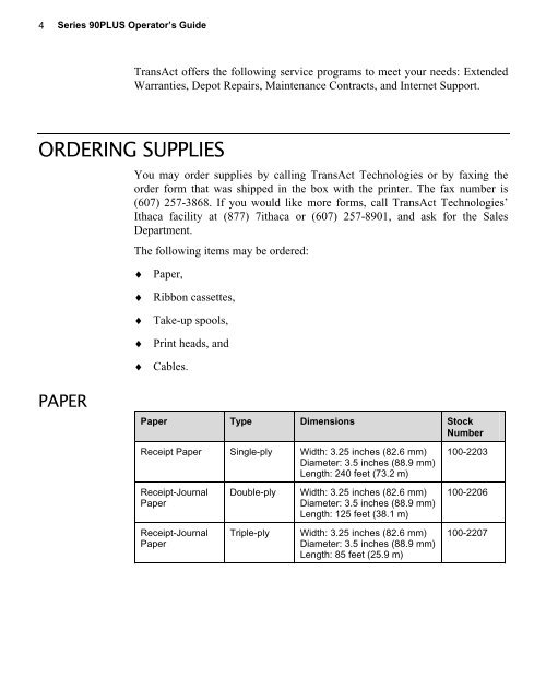 Series 90 Operator's Guide - TransAct