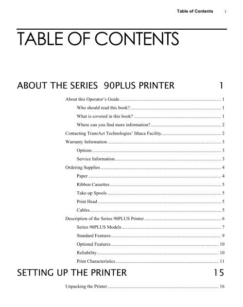 Series 90 Operator's Guide - TransAct