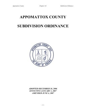 appomattox county subdivision ordinance - eCode360