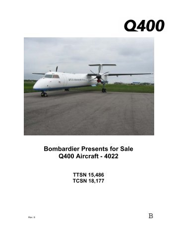 Bombardier Presents for Sale Q400 Aircraft - 4022